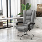 Fauteuil de bureau chauffant en cuir PU avec massage par vibrations, dossier inclinable de 135°, repose-pieds réglable et télécommande.