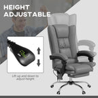 Fauteuil de bureau chauffant en cuir PU avec massage par vibrations, dossier inclinable de 135°, repose-pieds réglable et télécommande.