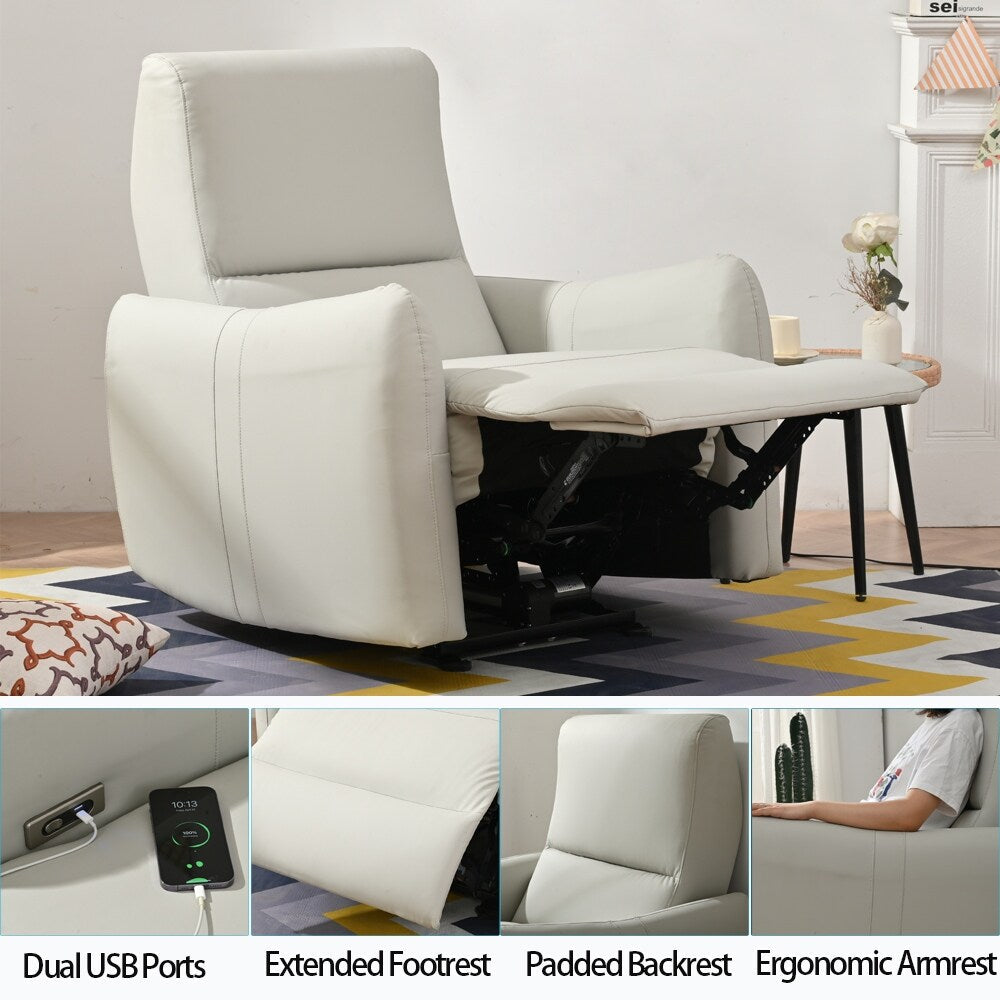 Fauteuil inclinable électrique en cuir PU avec port USB-C et capacité de charge de 150 kg