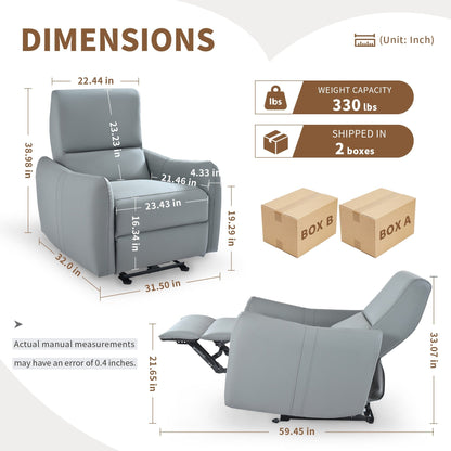 Fauteuil inclinable électrique en cuir PU avec port USB-C et capacité de charge de 150 kg