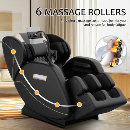Fauteuil de massage zéro gravité en cuir PU avec rouleau pour les pieds et Bluetooth