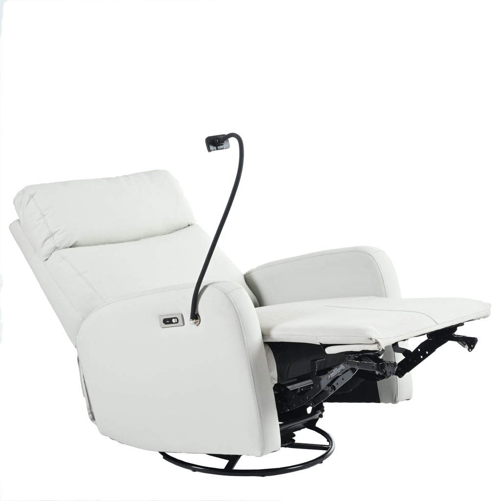 Fauteuil inclinable pivotant en polyuréthane avec rotation à 270°, inclinaison électrique de 95 à 160° et deux ports USB - Capacité de 150 kg