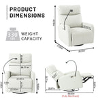 Fauteuil inclinable pivotant en polyuréthane avec rotation à 270°, inclinaison électrique de 95 à 160° et deux ports USB - Capacité de 150 kg
