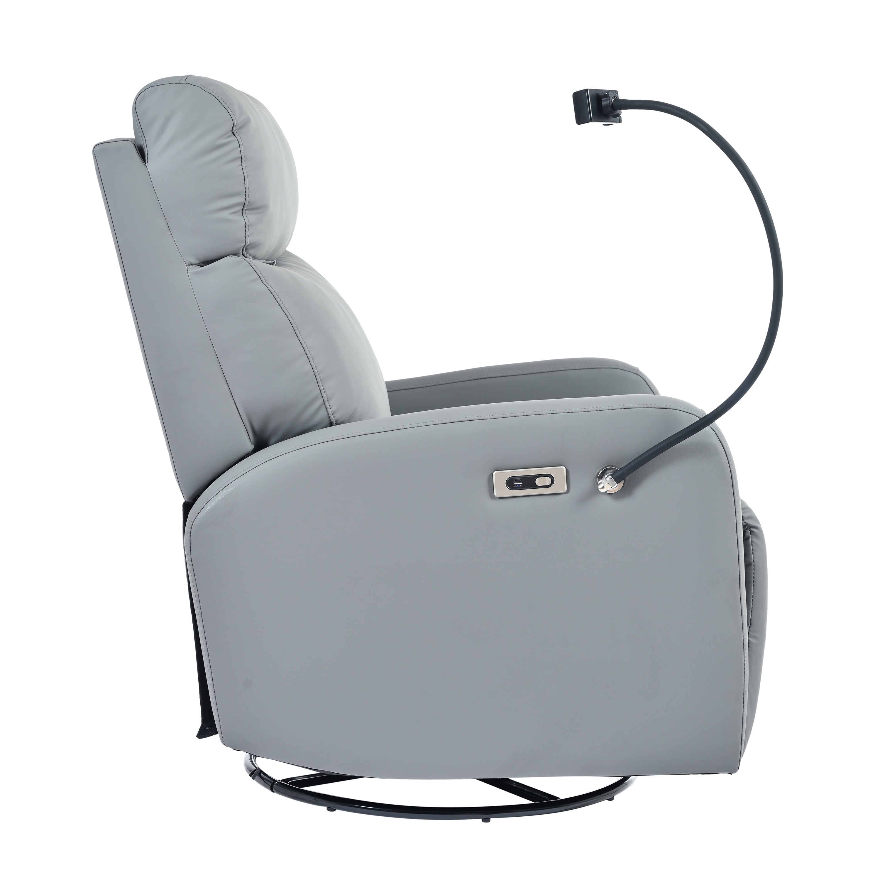 Fauteuil inclinable pivotant en polyuréthane avec rotation à 270°, inclinaison électrique de 95 à 160° et deux ports USB - Capacité de 150 kg