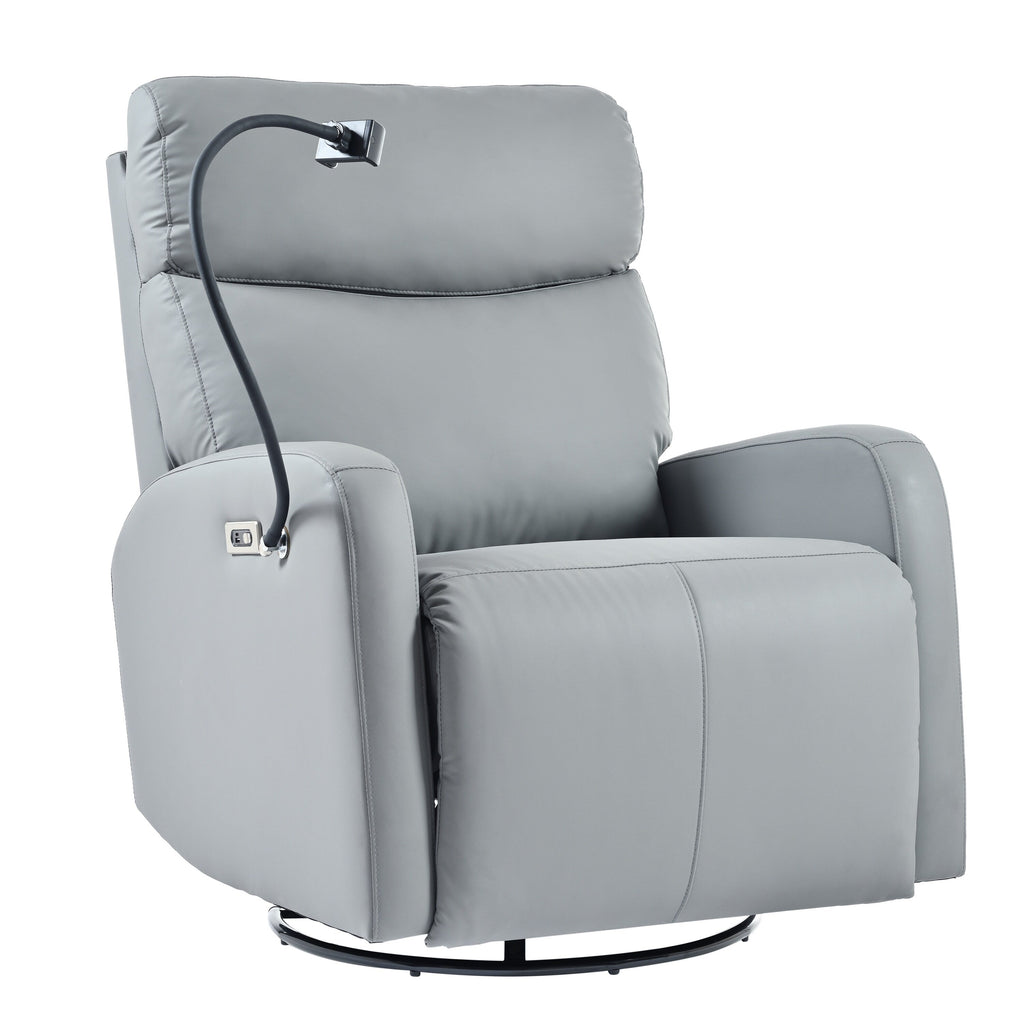 Fauteuil inclinable pivotant en polyuréthane avec rotation à 270°, inclinaison électrique de 95 à 160° et deux ports USB - Capacité de 150 kg