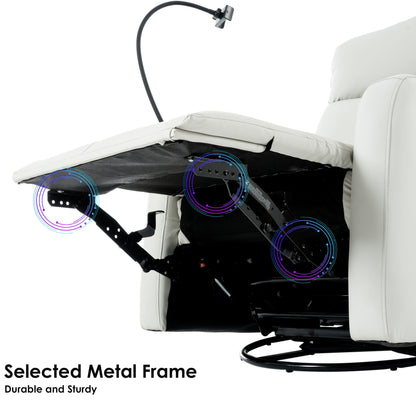 Fauteuil inclinable pivotant en polyuréthane avec rotation à 270°, inclinaison électrique de 95 à 160° et deux ports USB - Capacité de 150 kg