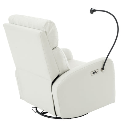 Fauteuil inclinable pivotant en polyuréthane avec rotation à 270°, inclinaison électrique de 95 à 160° et deux ports USB - Capacité de 150 kg