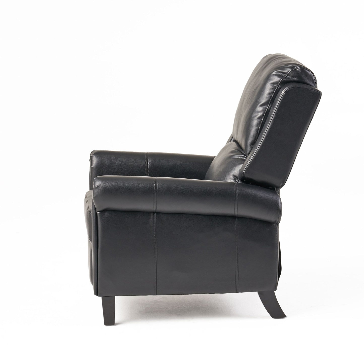Fauteuil inclinable en polyuréthane avec inclinaison manuelle à 2 positions - Design capitonné contemporain, cadre en bois et rembourrage en mousse épaisse