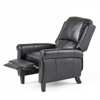 Fauteuil inclinable en polyuréthane avec inclinaison manuelle à 2 positions - Design capitonné contemporain, cadre en bois et rembourrage en mousse épaisse