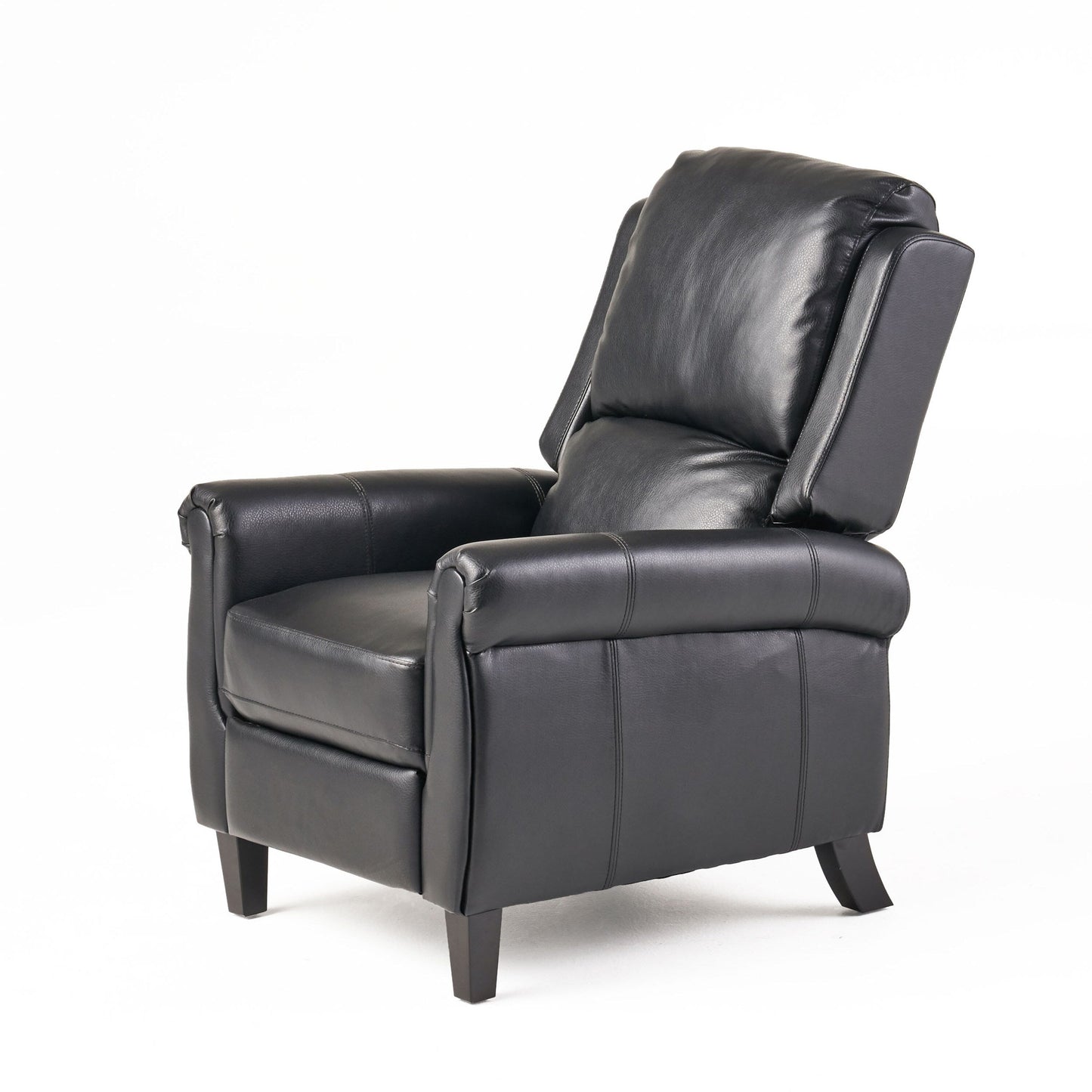 Fauteuil inclinable en polyuréthane avec inclinaison manuelle à 2 positions - Design capitonné contemporain, cadre en bois et rembourrage en mousse épaisse