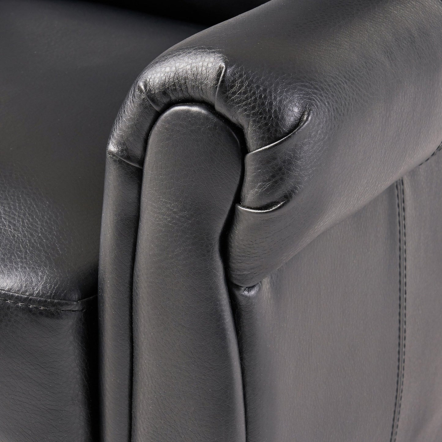 Fauteuil inclinable en polyuréthane avec inclinaison manuelle à 2 positions - Design capitonné contemporain, cadre en bois et rembourrage en mousse épaisse
