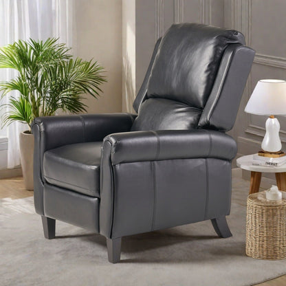 Fauteuil inclinable en polyuréthane avec inclinaison manuelle à 2 positions - Design capitonné contemporain, cadre en bois et rembourrage en mousse épaisse