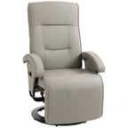Fauteuil inclinable en polyuréthane avec repose-pieds, chaise longue avec dossier réglable à 135°, base pivotante en bois, siège et accoudoirs rembourrés pour salon