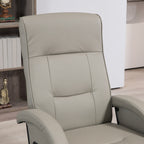 Fauteuil inclinable en polyuréthane avec repose-pieds, chaise longue avec dossier réglable à 135°, base pivotante en bois, siège et accoudoirs rembourrés pour salon
