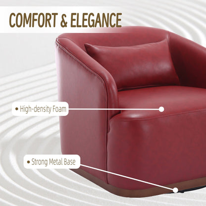 Fauteuil pivotant en polyuréthane, fauteuil club rotatif à 360 degrés pour salon ou détente, fauteuil d'appoint confortable avec base en métal
