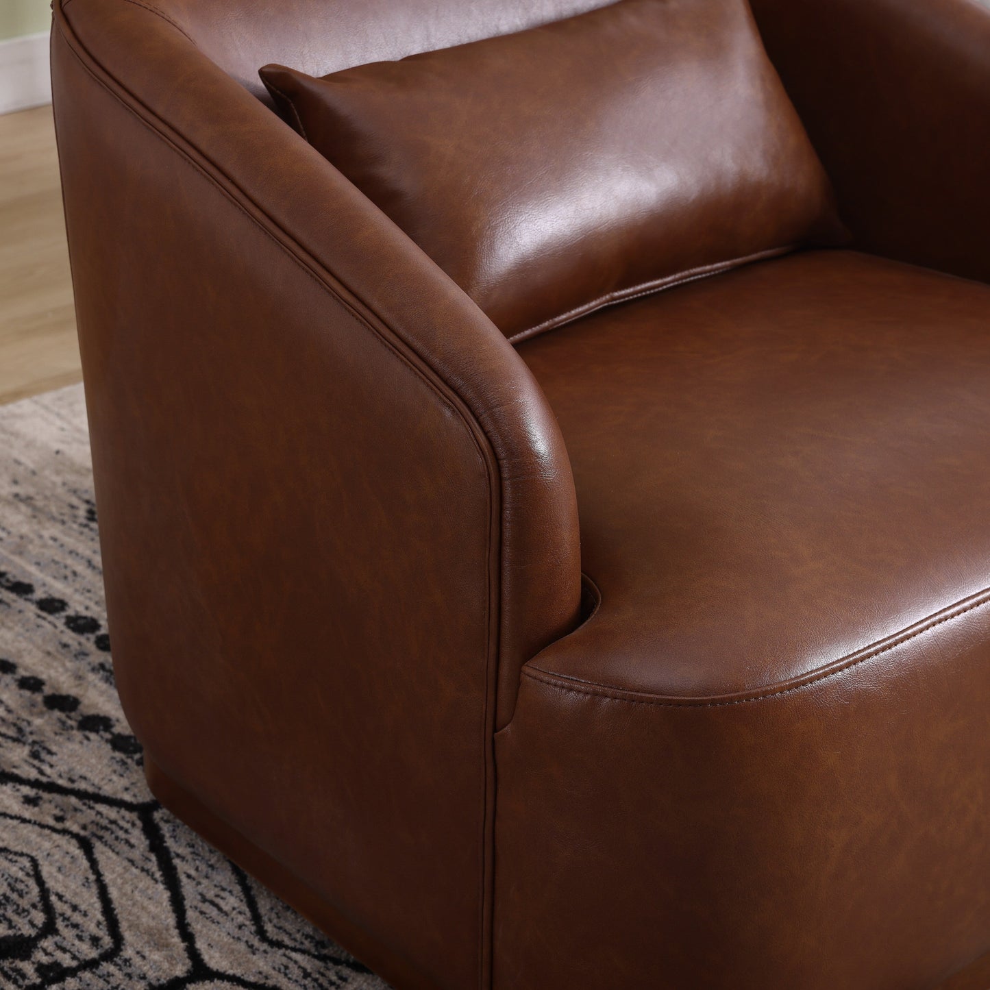 Fauteuil pivotant en polyuréthane, fauteuil club rotatif à 360 degrés pour salon ou détente, fauteuil d'appoint confortable avec base en métal