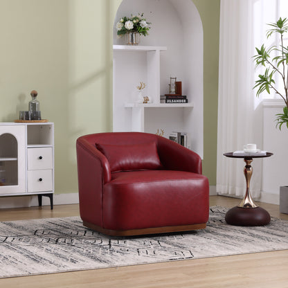 Fauteuil pivotant en polyuréthane, fauteuil club rotatif à 360 degrés pour salon ou détente, fauteuil d'appoint confortable avec base en métal