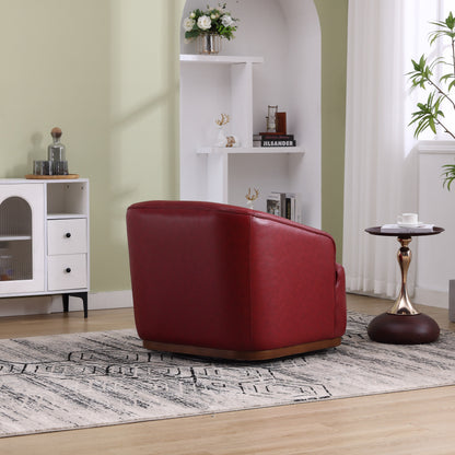 Fauteuil pivotant en polyuréthane, fauteuil club rotatif à 360 degrés pour salon ou détente, fauteuil d'appoint confortable avec base en métal