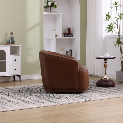 Fauteuil pivotant en polyuréthane, fauteuil club rotatif à 360 degrés pour salon ou détente, fauteuil d'appoint confortable avec base en métal
