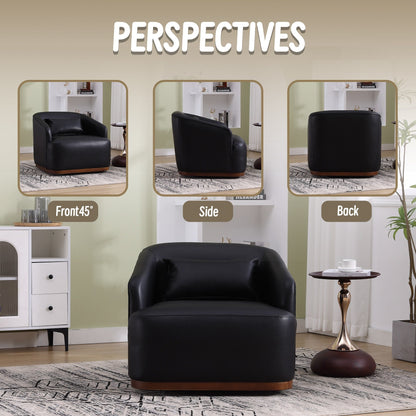 Fauteuil pivotant en polyuréthane, fauteuil club rotatif à 360 degrés pour salon ou détente, fauteuil d'appoint confortable avec base en métal