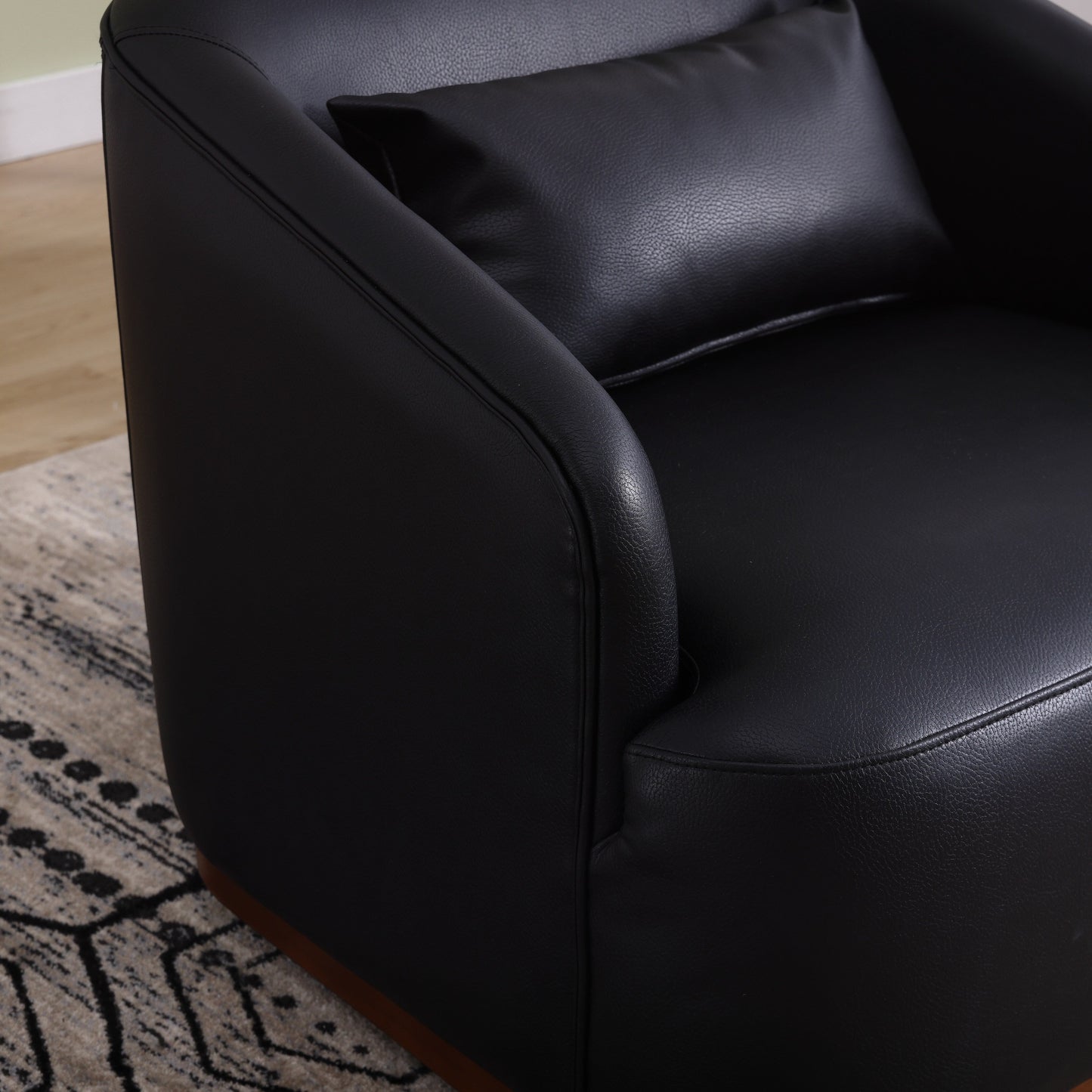 Fauteuil pivotant en polyuréthane, fauteuil club rotatif à 360 degrés pour salon ou détente, fauteuil d'appoint confortable avec base en métal