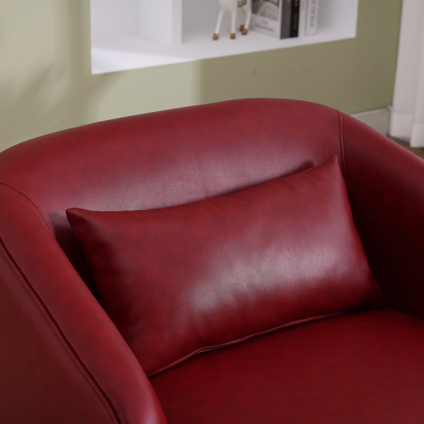 Fauteuil pivotant en polyuréthane, fauteuil club rotatif à 360 degrés pour salon ou détente, fauteuil d'appoint confortable avec base en métal