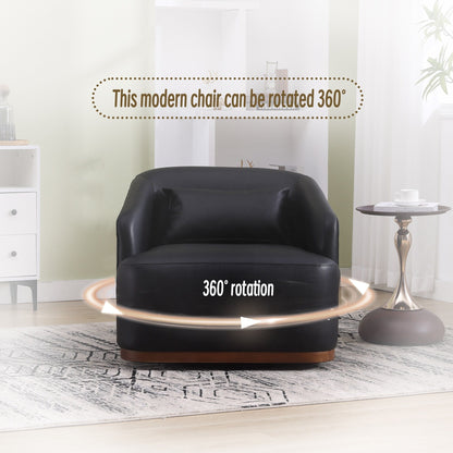 Fauteuil pivotant en polyuréthane, fauteuil club rotatif à 360 degrés pour salon ou détente, fauteuil d'appoint confortable avec base en métal