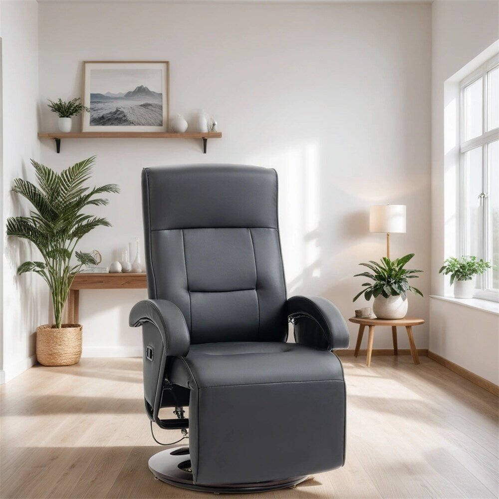 Fauteuil pivotant en polyuréthane avec repose-pieds et dossier réglable