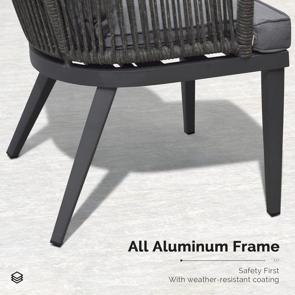 Ensemble de salle à manger de patio PURPLE LEAF 7-11, table avec cadre en aluminium et chaises en osier