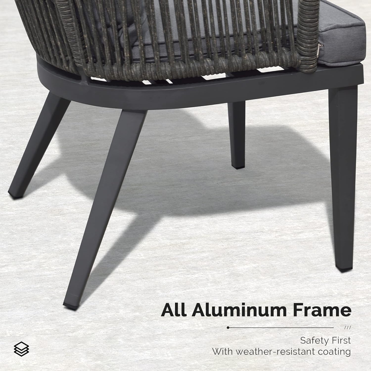 Ensemble de salle à manger de patio PURPLE LEAF 7-11, table avec cadre en aluminium et chaises en osier