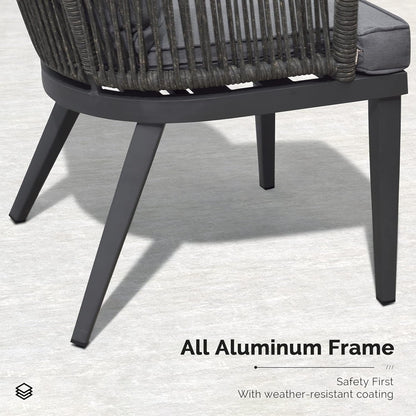 Ensemble de salle à manger de patio PURPLE LEAF 7-11, table avec cadre en aluminium et chaises en osier
