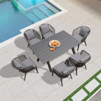Ensemble de salle à manger de patio PURPLE LEAF 7-11, table avec cadre en aluminium et chaises en osier
