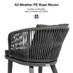 Ensemble de salle à manger de patio PURPLE LEAF 7-11, table avec cadre en aluminium et chaises en osier