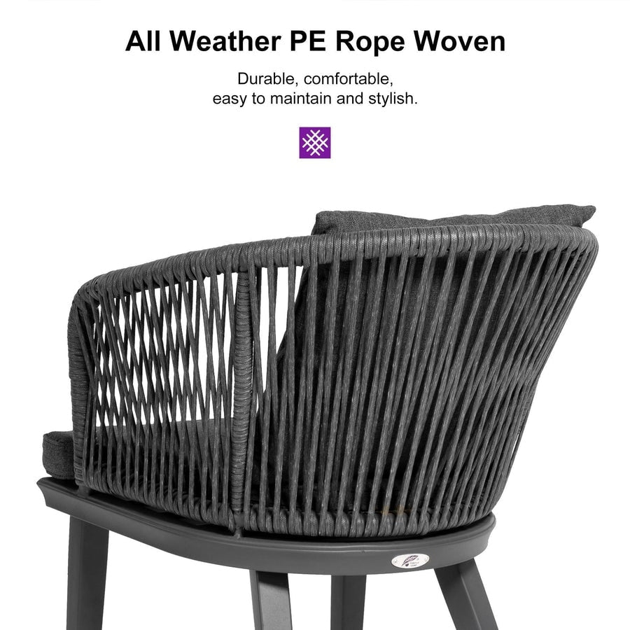 Ensemble de salle à manger de patio PURPLE LEAF 7-11, table avec cadre en aluminium et chaises en osier