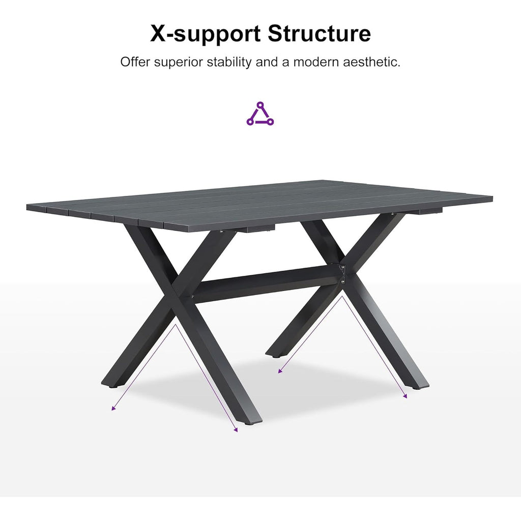 Ensemble de salle à manger de patio PURPLE LEAF 7-11, table avec cadre en aluminium et chaises en osier