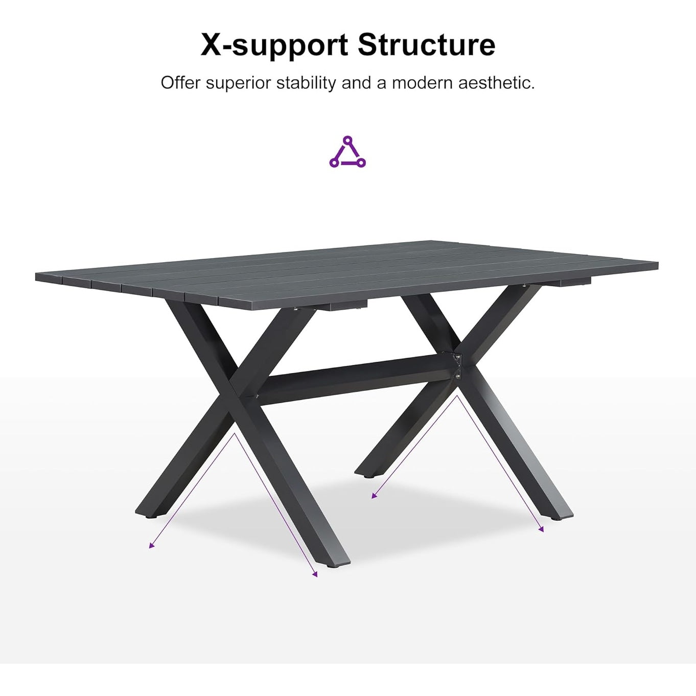 Ensemble de salle à manger de patio PURPLE LEAF 7-11, table avec cadre en aluminium et chaises en osier