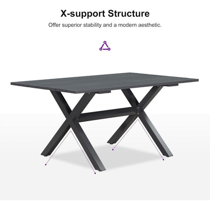 Ensemble de salle à manger de patio PURPLE LEAF 7-11, table avec cadre en aluminium et chaises en osier