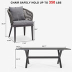 Ensemble de salle à manger de patio PURPLE LEAF 7-11, table avec cadre en aluminium et chaises en osier