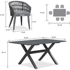 Ensemble de salle à manger d'extérieur en rotin synthétique PURPLE LEAF avec cadre entièrement en aluminium