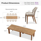 Ensemble de salle à manger PURPLE LEAF, table rectangulaire en métal et chaises en rotin et osier pour porche extérieur, ensembles de meubles d'extérieur modernes