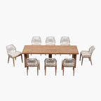 Ensemble de salle à manger PURPLE LEAF, table rectangulaire en métal et chaises en rotin et osier pour porche extérieur, ensembles de meubles d'extérieur modernes
