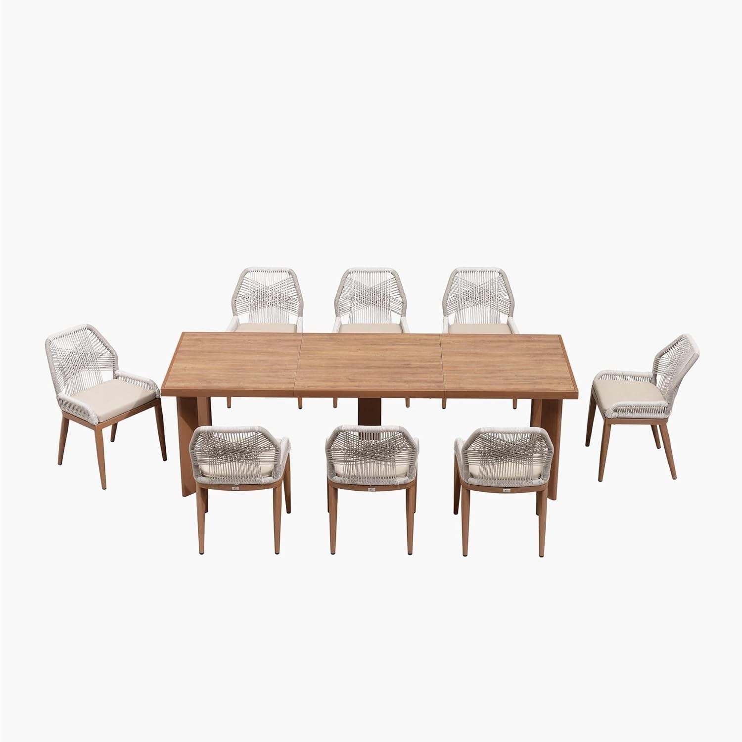 Ensemble de salle à manger PURPLE LEAF, table rectangulaire en métal et chaises en rotin et osier pour porche extérieur, ensembles de meubles d'extérieur modernes
