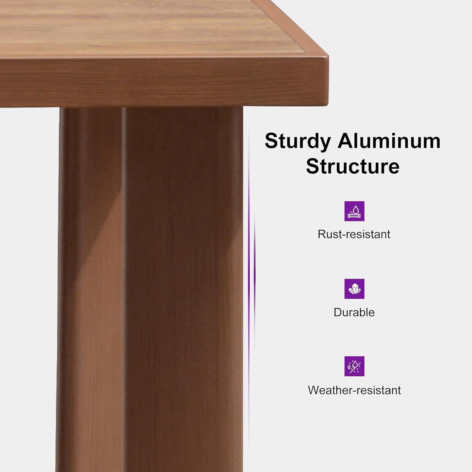 Ensemble de salle à manger PURPLE LEAF, table rectangulaire en métal et chaises en rotin et osier pour porche extérieur, ensembles de meubles d'extérieur modernes