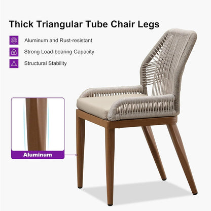 Ensemble de salle à manger PURPLE LEAF, table rectangulaire en métal et chaises en rotin et osier pour porche extérieur, ensembles de meubles d'extérieur modernes