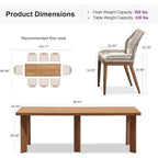 Ensemble de salle à manger PURPLE LEAF, table rectangulaire en métal et chaises en rotin et osier pour porche extérieur, ensembles de meubles d'extérieur modernes