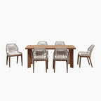 Ensemble de salle à manger PURPLE LEAF, table rectangulaire en métal et chaises en rotin et osier pour porche extérieur, ensembles de meubles d'extérieur modernes
