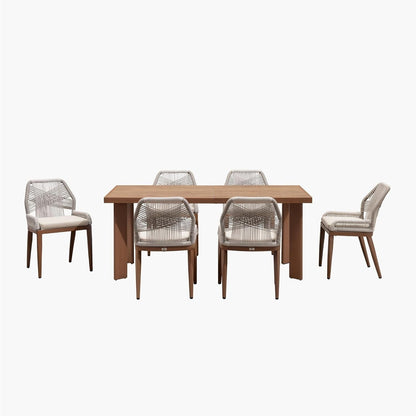 Ensemble de salle à manger PURPLE LEAF, table rectangulaire en métal et chaises en rotin et osier pour porche extérieur, ensembles de meubles d'extérieur modernes
