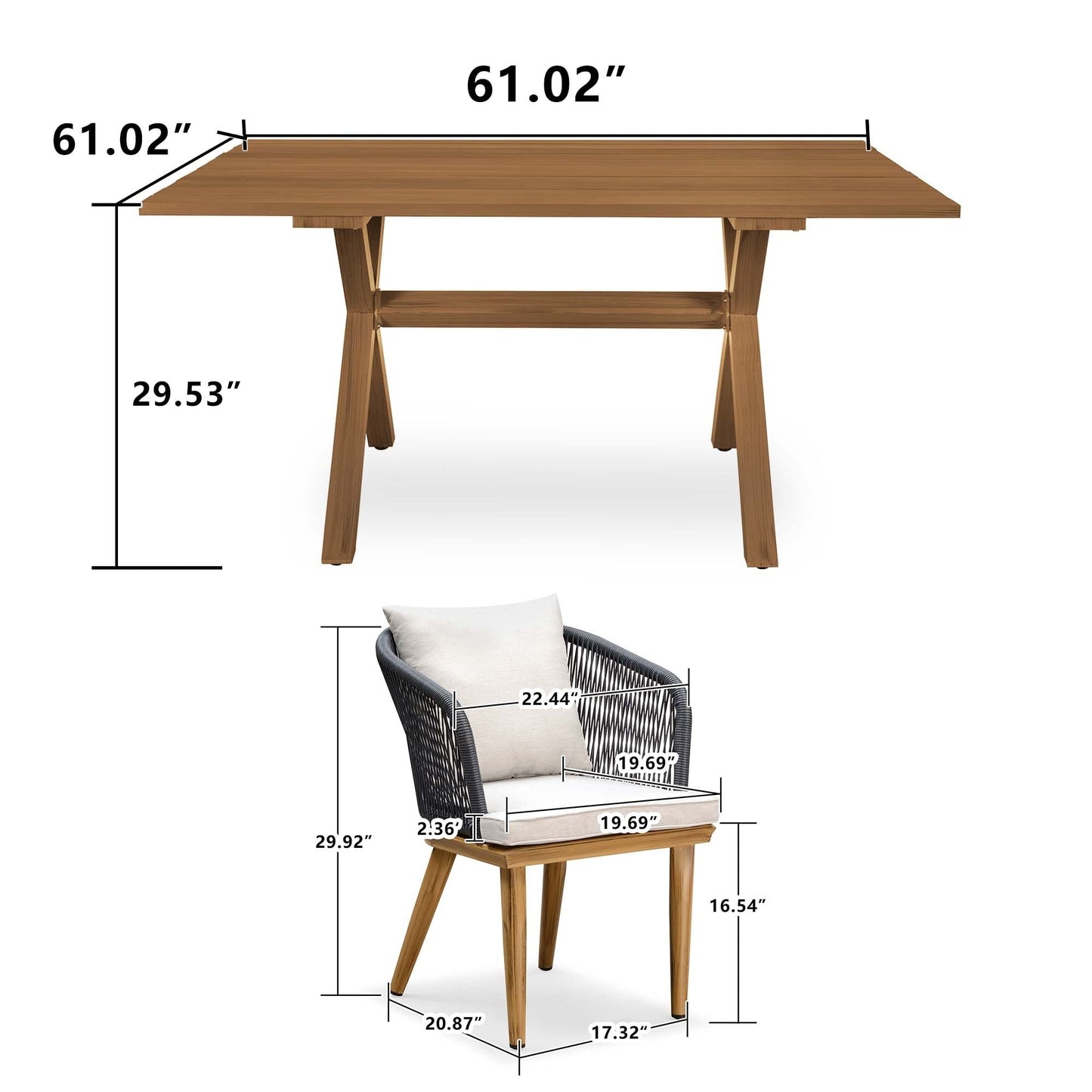 Ensemble de salle à manger d'extérieur PURPLE LEAF pour terrasse de jardin, table et chaises en osier - 11 pièces