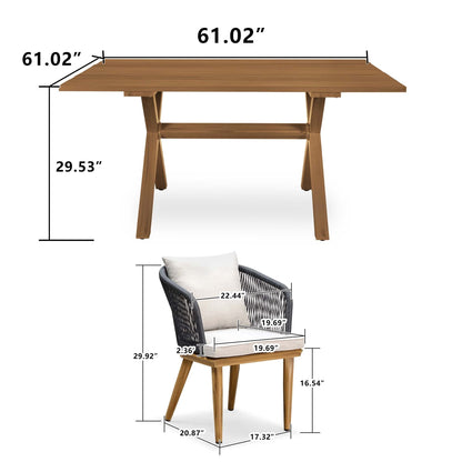 Ensemble de salle à manger d'extérieur PURPLE LEAF pour terrasse de jardin, table et chaises en osier - 11 pièces