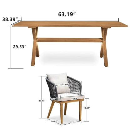 Ensemble de salle à manger d'extérieur PURPLE LEAF pour terrasse de jardin, table et chaises en osier - 11 pièces